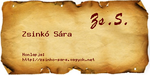 Zsinkó Sára névjegykártya